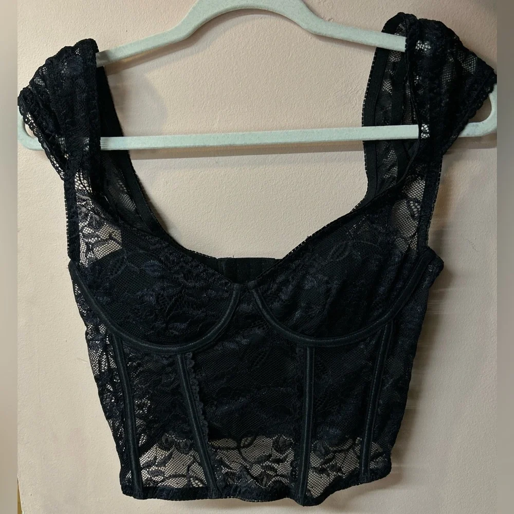 Forever 21 Black Lace Bustier Top NWOT Size Medium - Picture 4 of 5